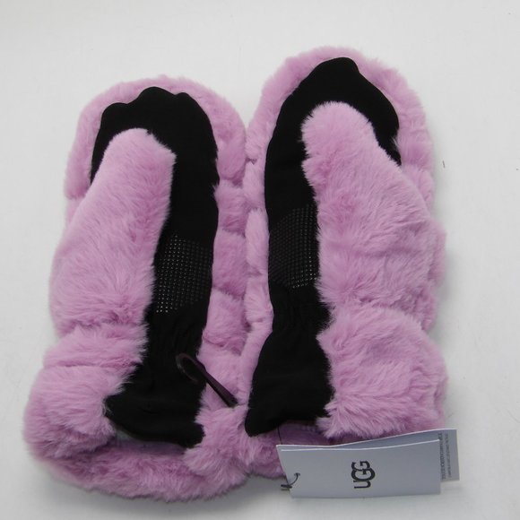 UGG  Faux Fur Mittens Rose Quart NEW WITH TAGS SIZE S/M New - Picture 2 of 2
